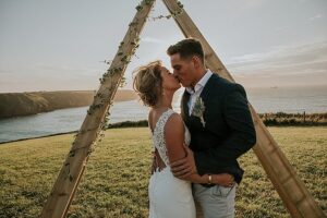 Vasilis and Maro's Dreamy Pink and Blue Waterfront Wedding in Greece