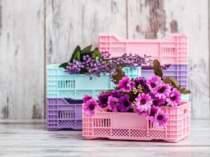 boxes and crates for wedding storage organization