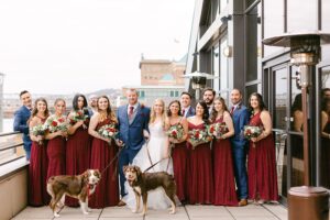 Burgundy & Navy Wedding at Sheraton Station Square. For more ballroom wedding ideas, visit burghbrides.com!