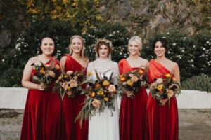 Bridesmaids bride groom groomsmen group photography