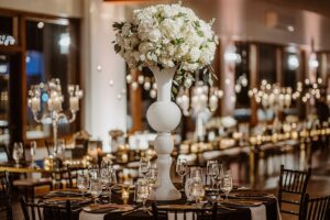 Luxurious Black & White Wedding at the Club at Blackthorne. For more elegant wedding ideas, visit burghbrides.com!