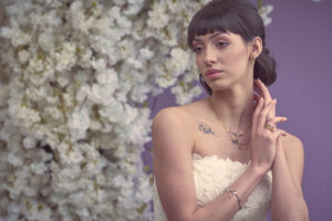 A model wearing jewellery from Kathryn King Jewellery
