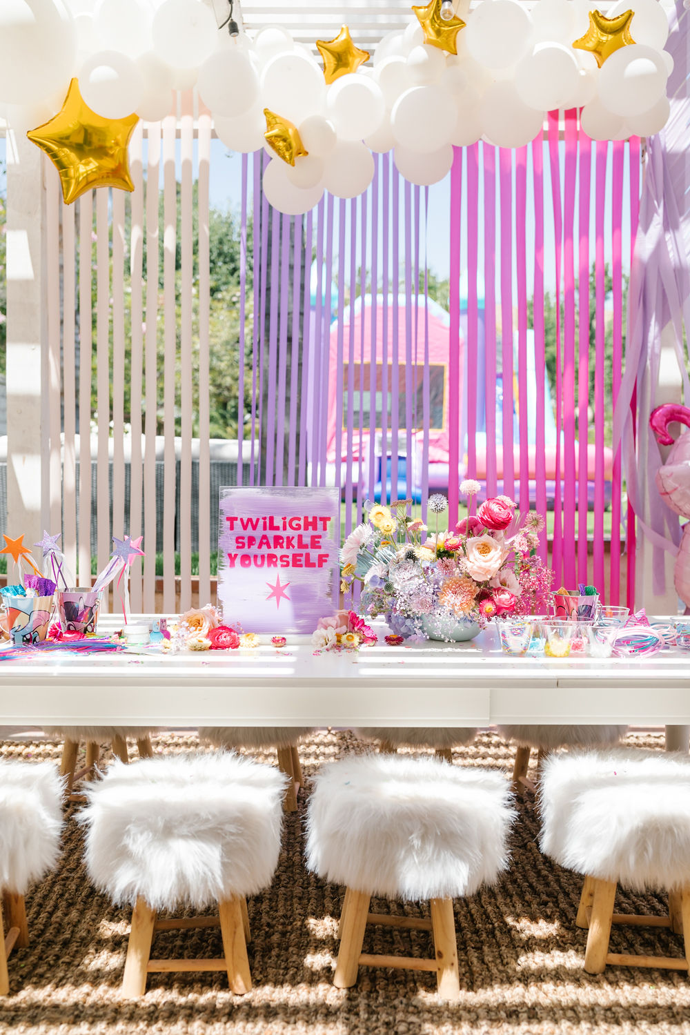 fête d'anniversaire rose des filles