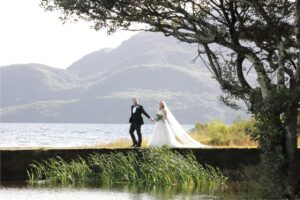 Un mariage des bois avec du noir, de l'ivoire et de la verdure