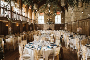 Achnagain Ballroom is decorated with delicate fairylights