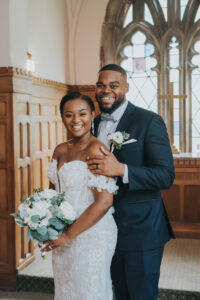 bride and groom smiling at intimate wedding in nashville